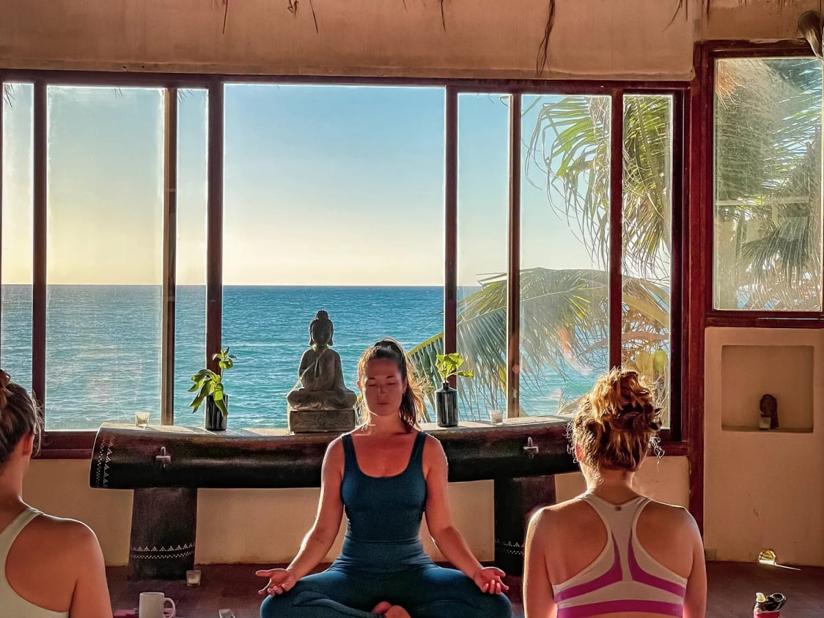 Meditation studio at Amansala with an ocean view